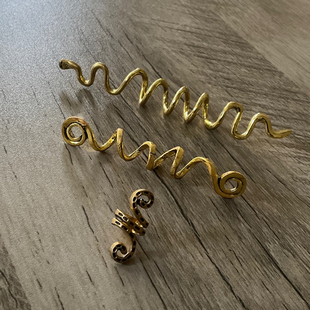 Gold curly hair Accessory . Pack of 3